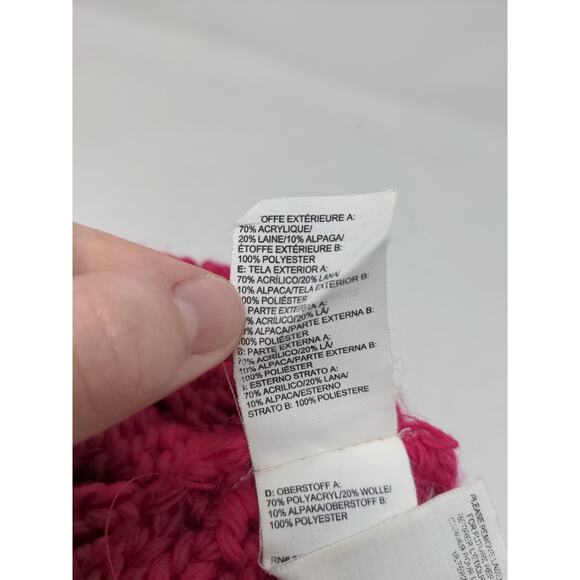 Girls The North Face Cable Knit Hat 70% Acrylic 20% Wool 10% Alpaca Pink Size M - Picture 10 of 10